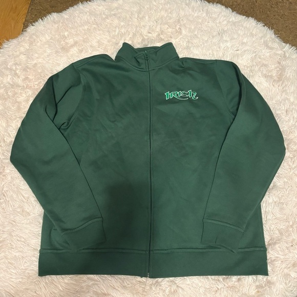 Irish Green Zip-Up Jacket XL Sweatshirt Clique Notre Dame Ireland - Picture 1 of 6